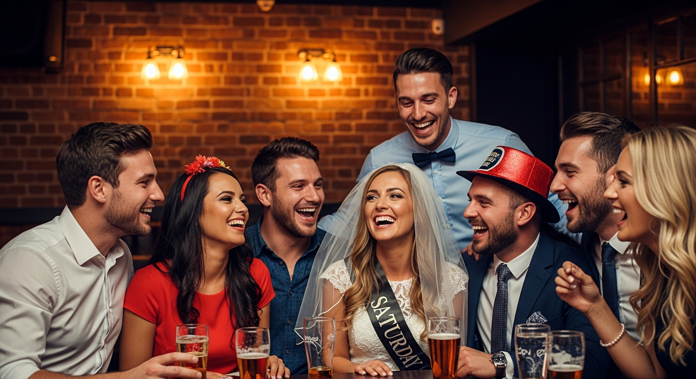 Stag and hen party celebrating at Jaggers Bournemouth Comedy Club